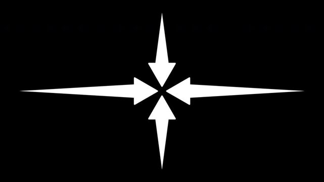 Four Arrows Extending from Four Edges Toward Center in Cross Shape