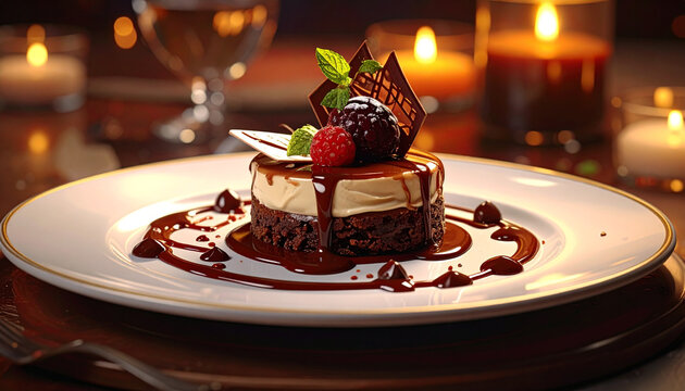 Gourmet Chocolate Dessert With Berries