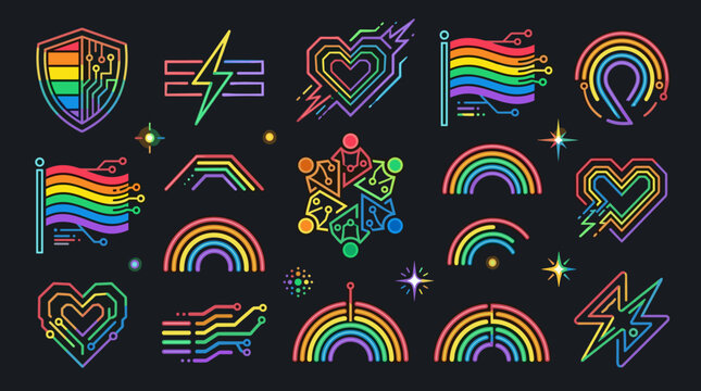 LGBTQ Pride Rainbow Symbols and Icons.