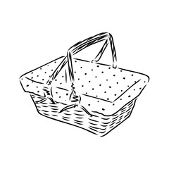Obraz premium picnic basket, vector sketch
