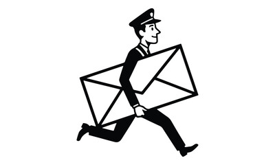 Postman running and carrying a large mail envelope © tere