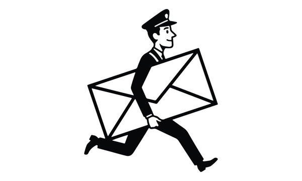 Postman running and carrying a large mail envelope
