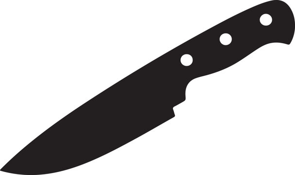 Bold silhouette knife icon vector isolated on white background for kitchen and cooking design.