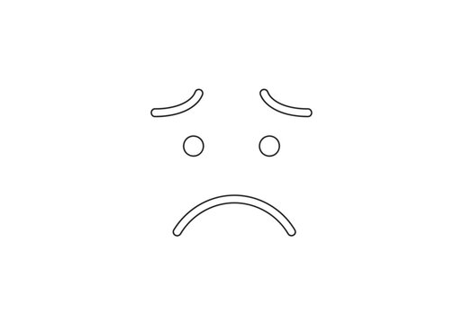 Minimalist sad face expression line art illustration