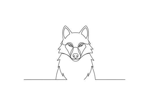 Minimalist single line drawing of wolf head icon