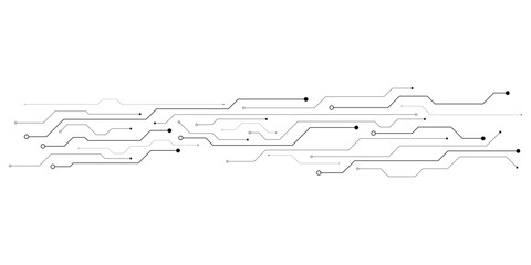 Obraz premium Abstract circuit board lines and dots on a white background with transparent background