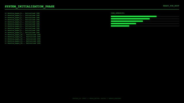 Critical System Boot Failure Screen with Red Error Messages and Core Panic Warning.