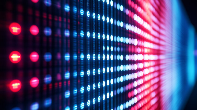 Abstract colorful LED light display pattern.
