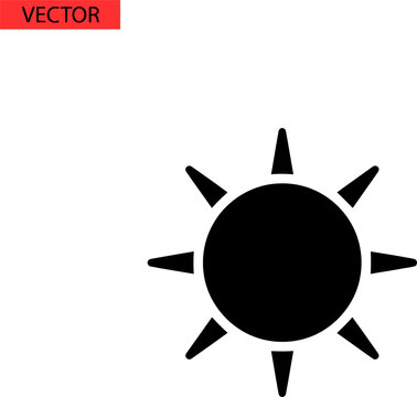 Black Sun Icon Vector Graphic.