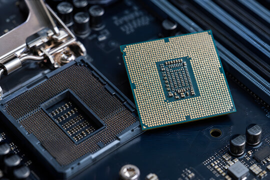 Macro view of cpu socket and processor
