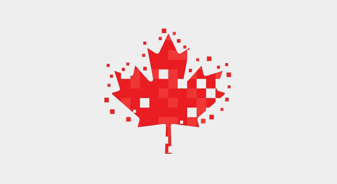 Digital maple leaf illustration representing Canadian identity and technology.