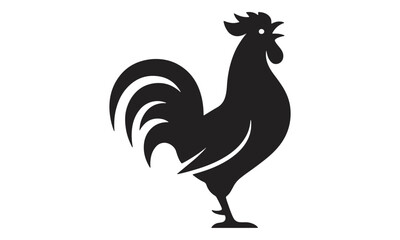 Rooster silhouette standing isolated on white background © progoz