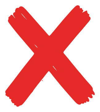 Handdrawn red cross mark symbolizing denial or incorrectness useful for warning signs and feedback