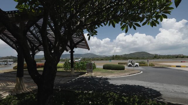Plane takeoff at Koh Samui airport