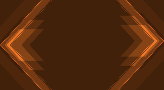 Abstract brown and orange geometric background with chevron arrow shapes on both sides providing modern frame design for text.
