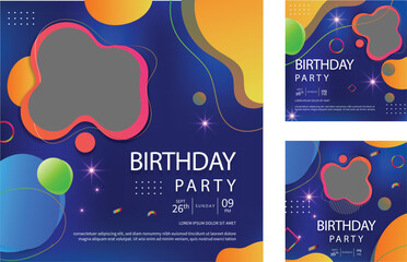 Naklejka premium Birthday Instagram poster, Social media poster