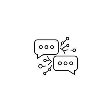 Artificial intelligence chatbot communication icon with network nodes