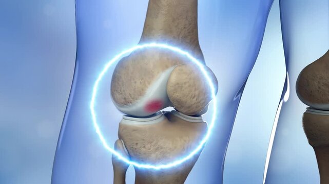 Knee rehabilitation, orthopedics and orthopedic therapy services, relief of knee pain and prevention of osteoarthritis, restoration of knee joint to healthy state. 3d Rendering.