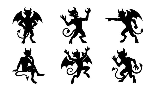 Devil Silhouette Vector Set Fantasy Character Illustration Collection