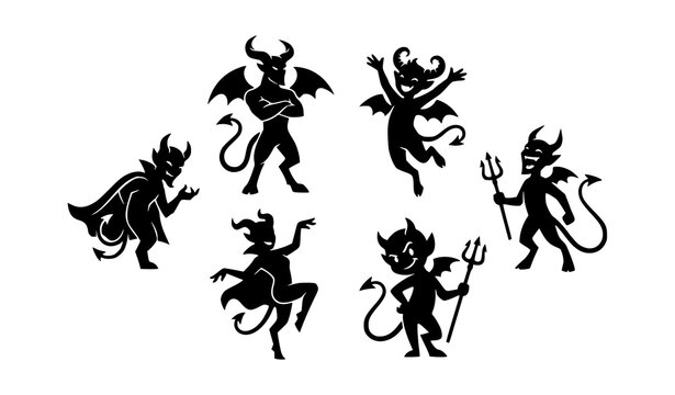 Devil Vector Set Fantasy Character Silhouette Illustration Collection