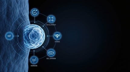 Obraz premium Abstract medical science background with DNA and cell research technology icons.