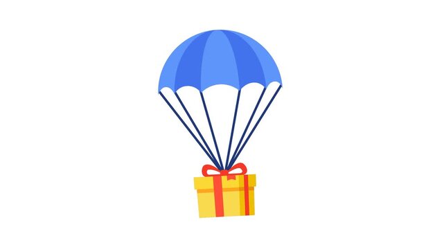Parachute delivering a gift box animation