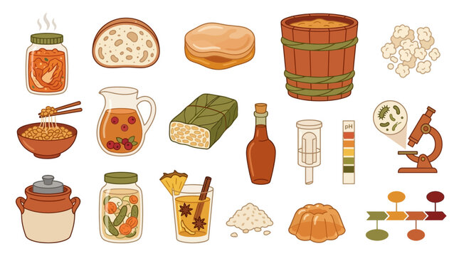 Vibrant Food Icons Collection Featuring Various Cuisine Items