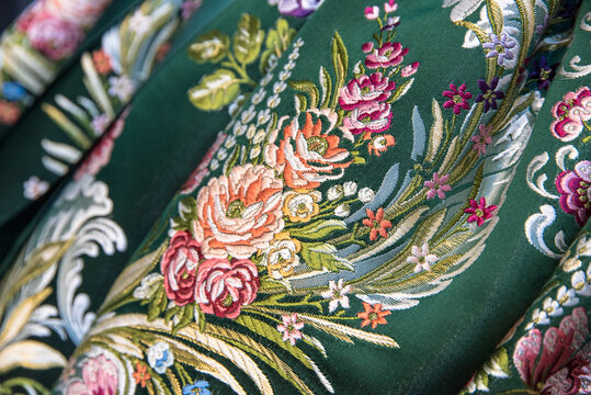Traditional Fallera Dress Fabric Detail &ndash; Valencian Silk Textile