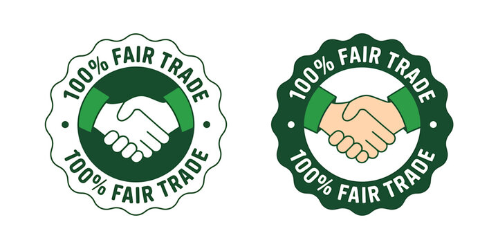 Fair Trade Certification Badges With Handshake Symbols