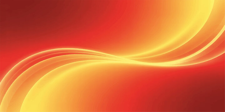 A bright abstract orange and yellow background illustration features a flowing wave pattern with red light curves and energy swirls creating a vibrant motion texture wallpaper