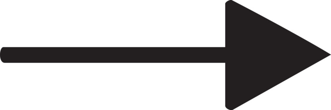 Black arrow icon, right pointing arrow, vector arrow symbol, direction indicator