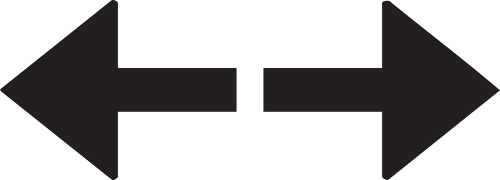 Black, opposing arrows, directional symbols, vector graphics, icons
