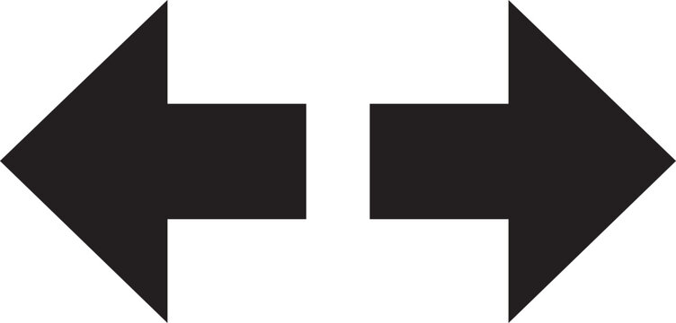Black, reversible, opposing arrows, direction symbols, vector icons