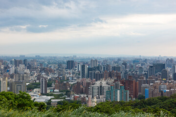 Naklejka premium City view with many tall buildings in Taoyuan of Taiwan
