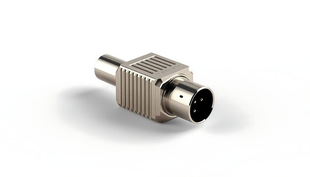 3d render of a metallic 3pin xlr audio connector adapter isolated on white background