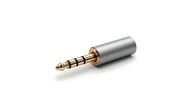 Goldplated 35mm trrs audio jack connector isolated on white background
