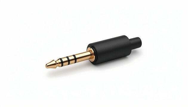 Goldplated 35mm trrs audio jack connector isolated on white background