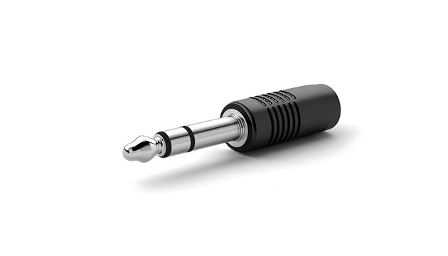 Closeup of a 635mm trs stereo audio jack connector isolated on white background
