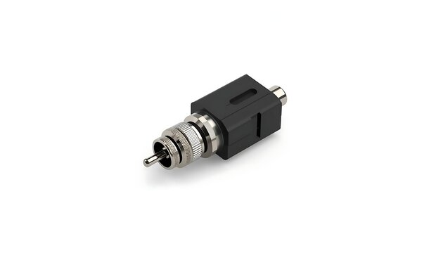 Rca male to rca female adapter connector isolated on white background