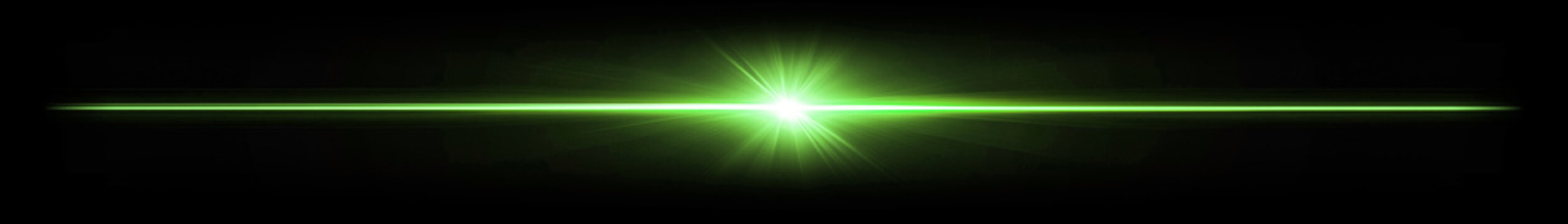 Bright Green Lens Flare Overlay Horizontal Light Streak on Dark Background