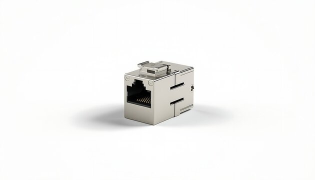 Shielded rj45 keystone jack connector isolated on white background