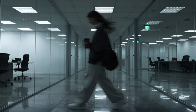 The silent journey through corporate burnout a lone employee battling fatigue in a modern office