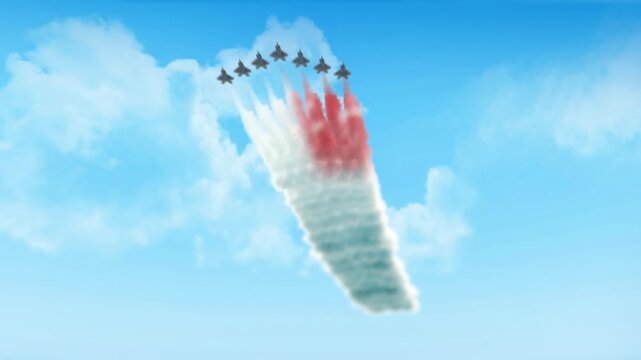 Chile Flag 3D Render Animation Created with Colored Smoke Trails by Aircraft
