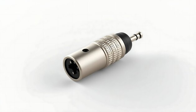Professional xlr female to 35mm trs male audio adapter connector isolated on white background