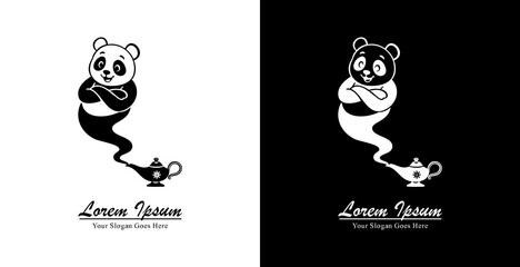 The logo design is in the form of a panda that resembles a genie that comes from a magic lamp © Yohanes