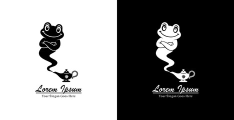 The logo design is in the form of a frog that resembles a genie that comes from a magic lamp © Yohanes