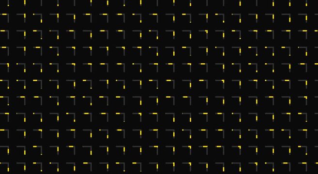 Abstract digital grid motion animation background, with pulsing yellow, corner lines