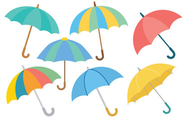 Obraz premium Umbrella Illustration Pack with Weather Protection and Summer Travel Elements for Beach and Vacation Designs