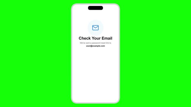 Smartphone app password reset process on green screen. 4K Video