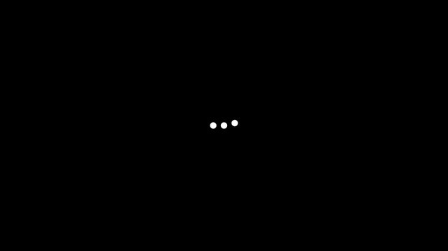 Typing loading dots, Minimal typing loading dots animation symbolizing message sending, chat response, waiting indicator. Animation loading bar 3 dots looping progress icon
